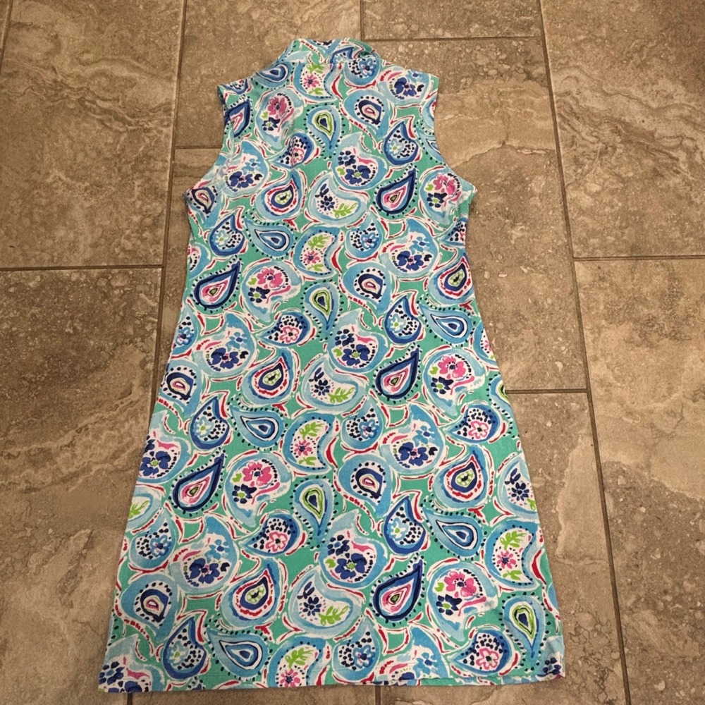 IBKUL Womens Blue Green Paisley Sleeveless Quarter Zip Golf Dress UPF+50 Medium - Picture 4 of 13